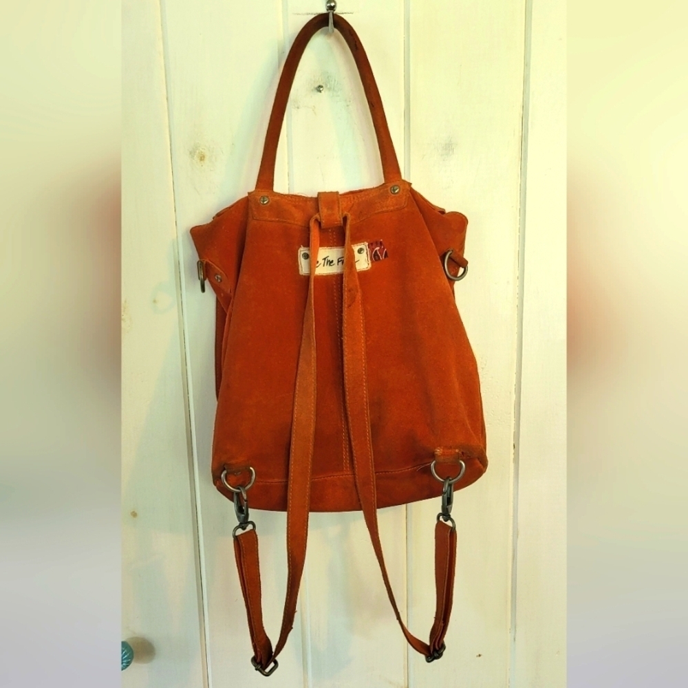 We The Free Convertible Orange Suede Backpack Crossbody Boho Bag